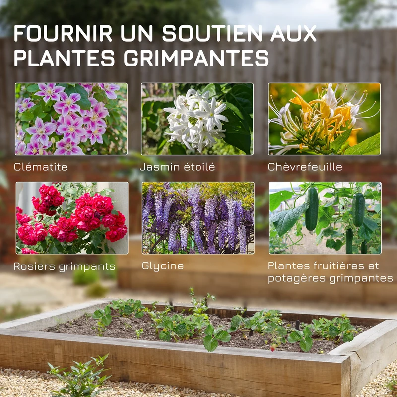 Lot de 2 treillis jardin pour plantes grimpantes 50 x 181 x 26 cm résistant aux intempéries contemporain en acier noir 21_0005427