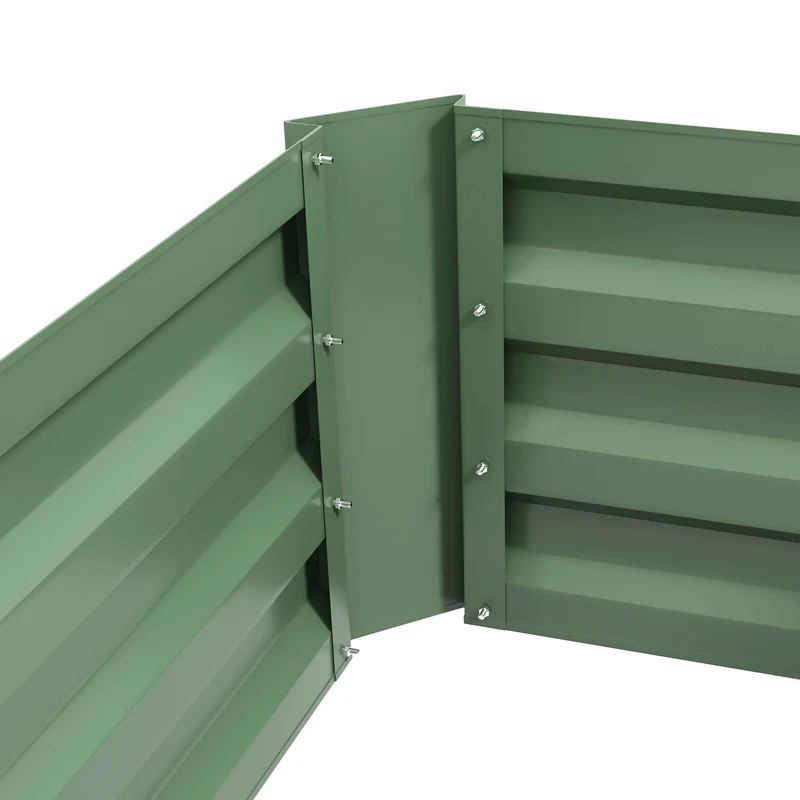 Lot de 2 bac potager rectangulaire jardin 100 x 50 x 30 cm rétention de chaleur montage rapide moderne en acier vert 21_0004212
