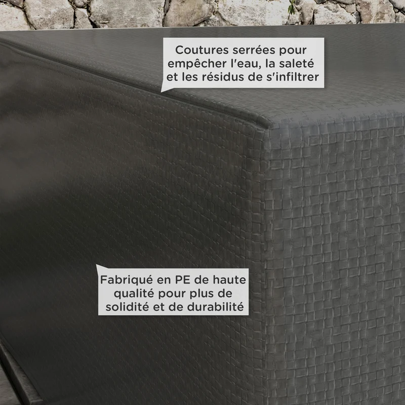 Housse de jardin table rectangulaire 235 x 190 x 90 cm protection anti uv étanche moderne épuré en polyéthylène gris 21_0004608