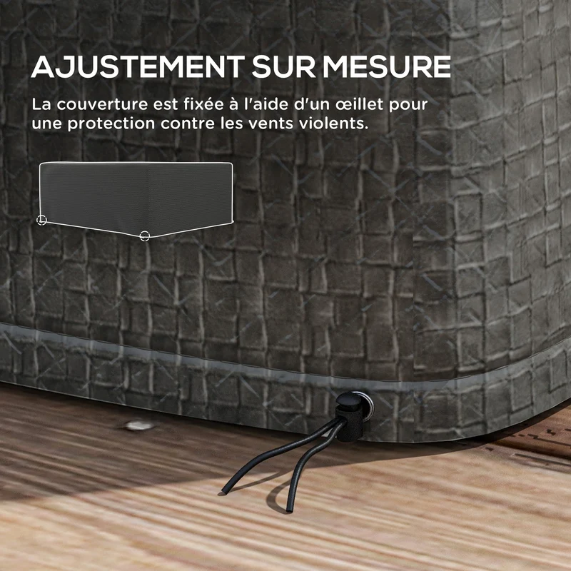 Housse de jardin table rectangulaire 235 x 190 x 90 cm protection anti uv étanche moderne épuré en polyéthylène gris 21_0004608