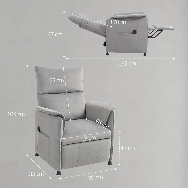 Fauteuil relax électrique 80 x 83 x 104 cm inclinaison 160° mémoire 2 positions moderne ambiance cosy en velours gris 21_0003492