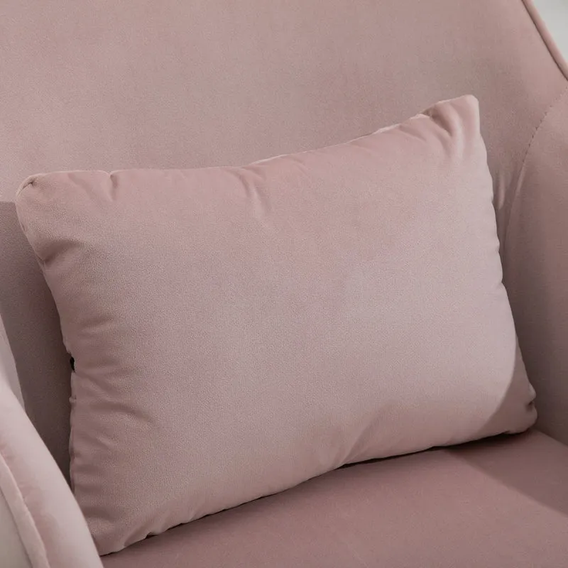 Chaise de bureau pivotante réglable 55 x 70 x 78-86 cm coussin lombaire massant contemporain en polyester rose poudré 21_0006185