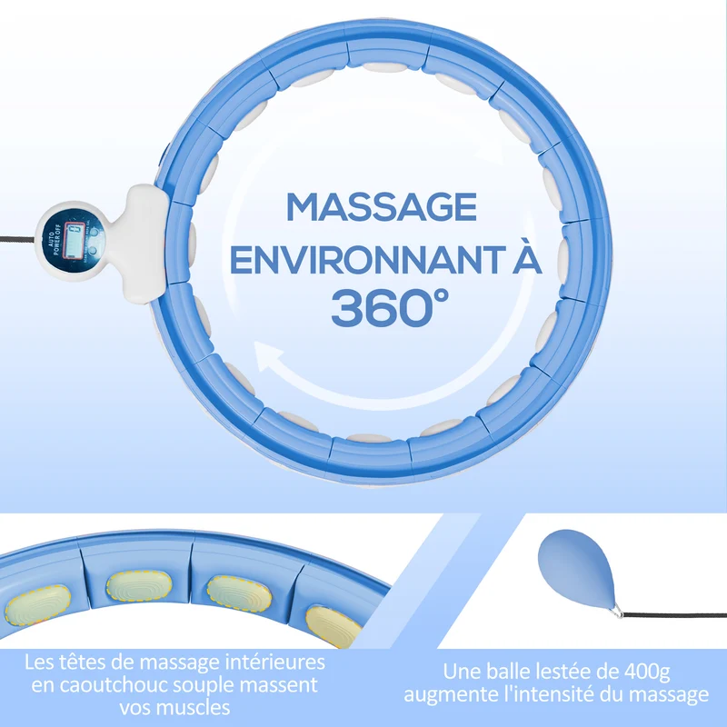 Cerceau de sport massant réglable 76 x 113 x 4,5 cm massage 360° tonifie taille contemporain épuré en abs bleu clair 21_0006920