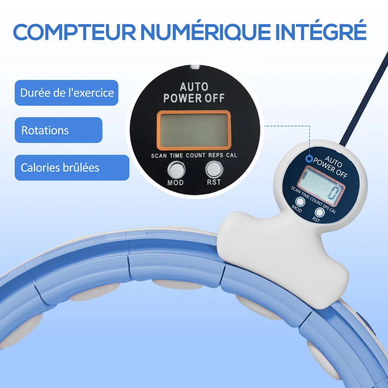 Cerceau de sport massant réglable 76 x 113 x 4,5 cm massage 360° tonifie taille contemporain épuré en abs bleu clair 21_0006920