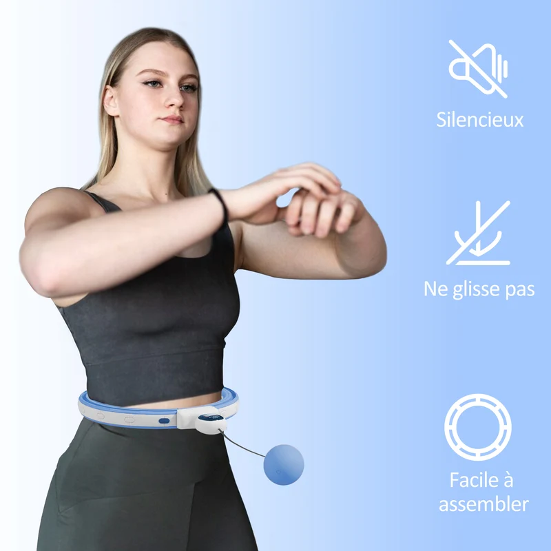 Cerceau de sport massant réglable 76 x 113 x 4,5 cm massage 360° tonifie taille contemporain épuré en abs bleu clair 21_0006920