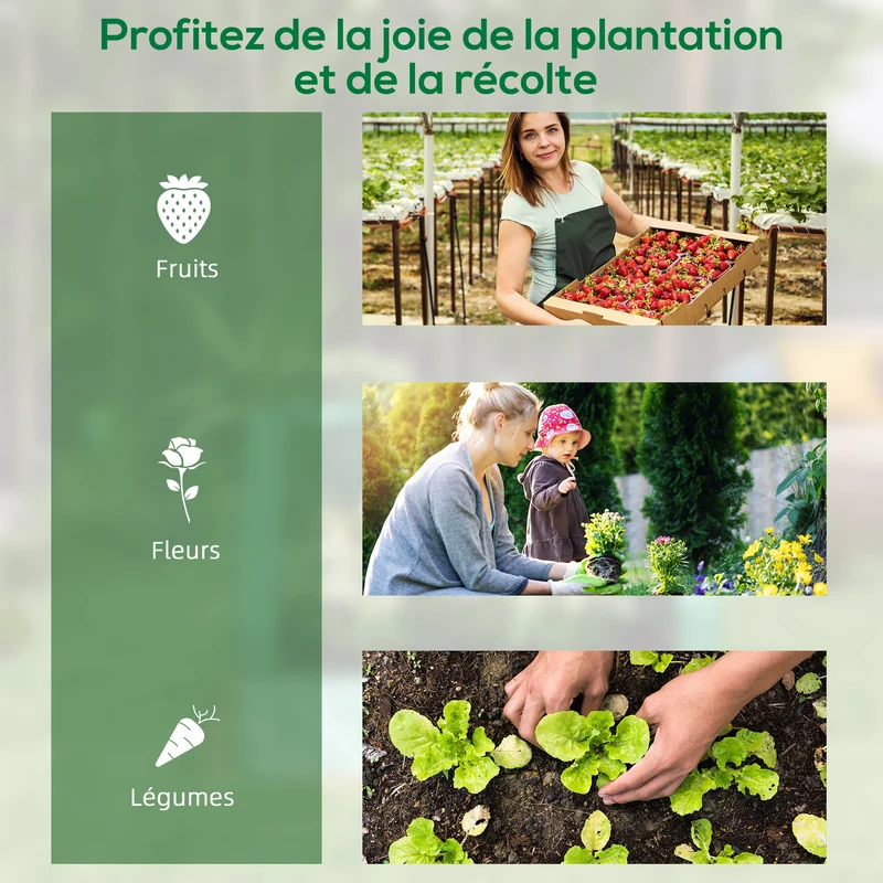 Carré potager surélevé mini serre 70 x 70 x 90 cm fond ouvert accès facile contemporain en acier galvanisé gris foncé 21_0004373
