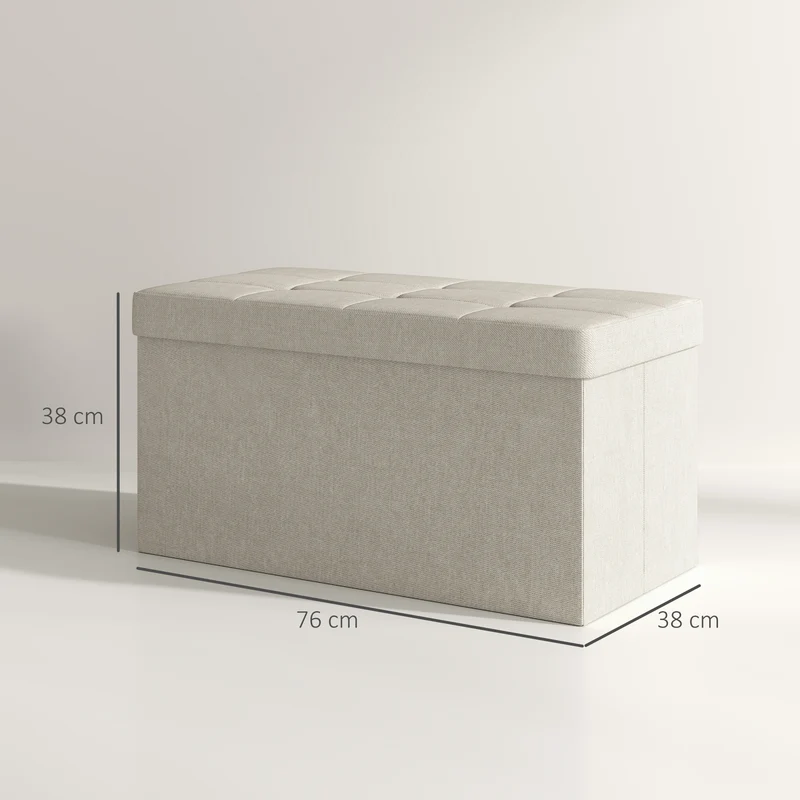 Banc de rangement bout de lit pliable 76 x 38 x 38 cm rangement 84 l assise capitonnée style moderne en polyester crème 21_0002940