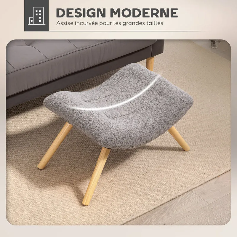 Tabouret repose-pieds salon 67 x 45 x 38 cm assise rembourrée confortable moderne scandinave en polyester gris clair 21_0002951