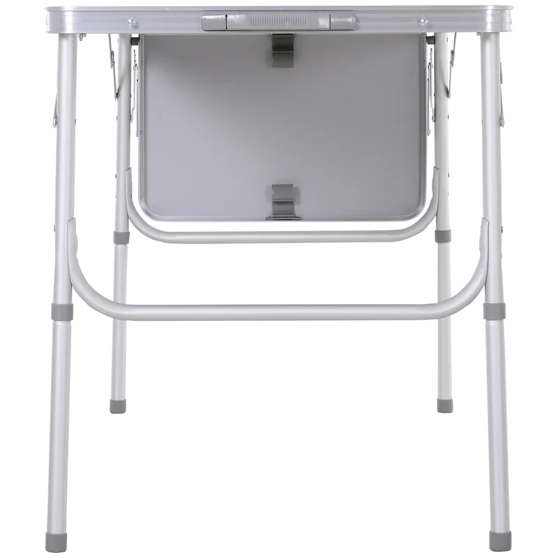 Table pliante valise camping 120 x 60 x 70 cm pour 6 personnes hauteur réglable plateau rallonge design en MDF beige 21_0004628