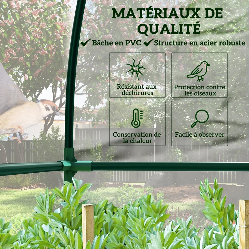 Serre adossée jardin balcon 214 x 118 x 212 cm protection anti-uv avec bâche renforcée contemporain en PVC transparent 21_0004233