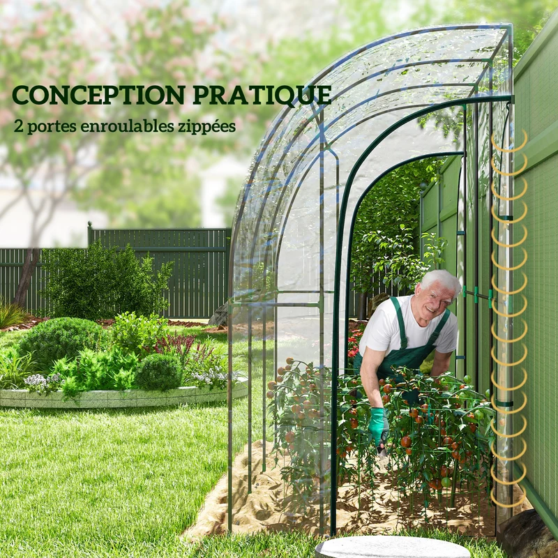 Serre adossée jardin balcon 214 x 118 x 212 cm protection anti-uv avec bâche renforcée contemporain en PVC transparent 21_0004233