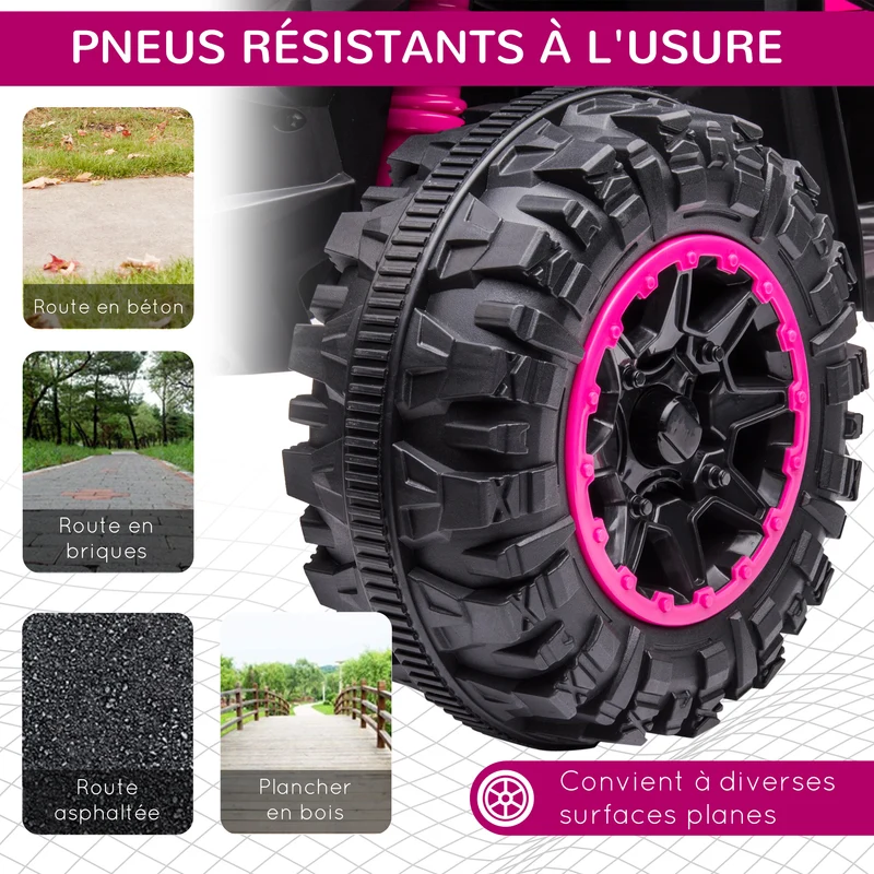 Quad électrique enfant extérieur 83 x 53 x 55.5 cm siège très ergonomique vitesse 6 km/h design contemporain en PP rose 21_0000520