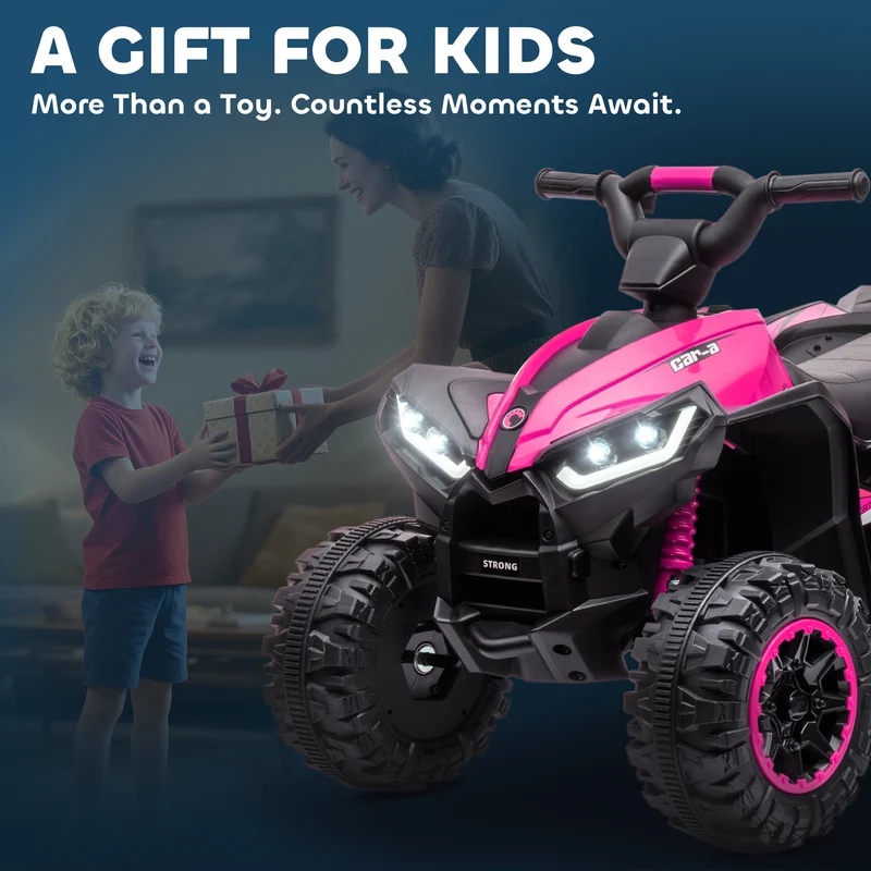 Quad électrique enfant extérieur 83 x 53 x 55.5 cm siège très ergonomique vitesse 6 km/h design contemporain en PP rose 21_0000520