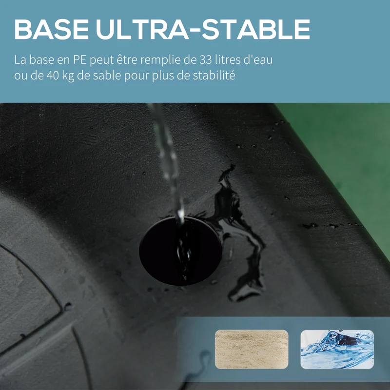 Panier de basket sur pied extérieur réglable 75 x 45 x 205–261 cm base remplissable roulettes moderne en acier noir 21_0006606
