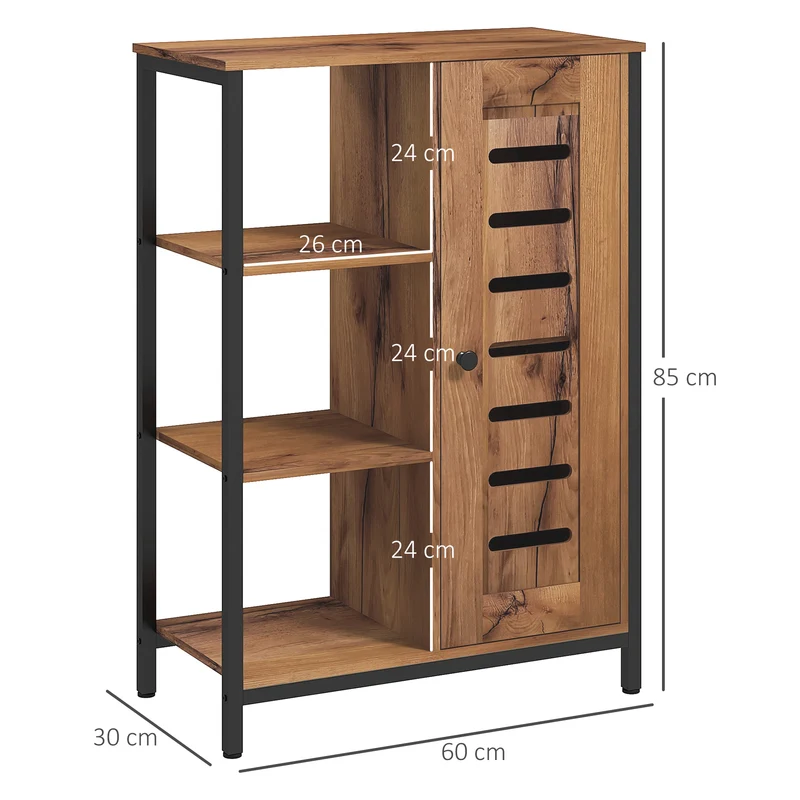 Meuble de salle de bain 60 x 30 x 85 cm gain de place placard ventilé style industriel en panneau de particules marron 21_0001964