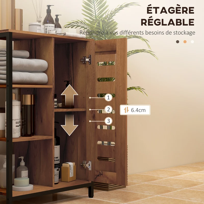 Meuble de salle de bain 60 x 30 x 85 cm gain de place placard ventilé style industriel en panneau de particules marron 21_0001964