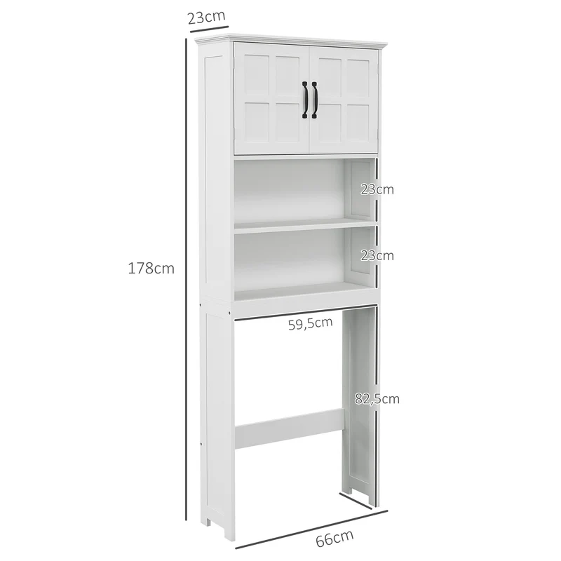 Meuble au-dessus des toilettes vertical 66 x 23 x 178 cm rangement optimisé étagère réglable moderne épuré en MDF blanc 21_0001952