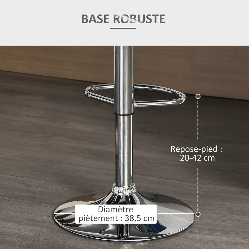 Lot de 2 tabourets de bar assise ergonomique réglable pivotant 360° 50 x 38 x 59-81 cm design contemporain en lin gris 21_0002186