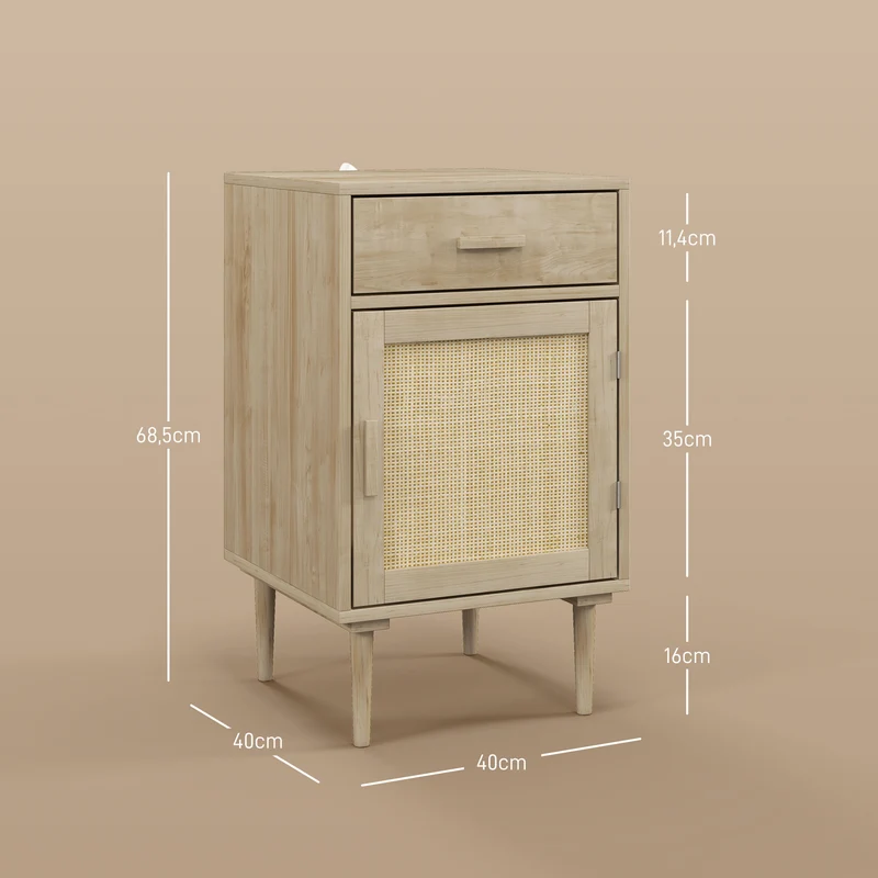 Lot de 2 tables de chevet avec placard et étagère 40 x 40 x 68,5 cm gain de place un tiroir rustique en bois naturel 21_0001681