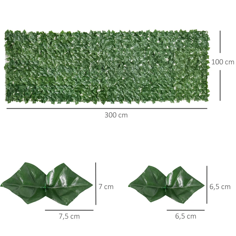 Lot de 2 haies brise vue 300 x 100 cm intimité pour jardin pose facile style contemporain en polyéthylène vert foncé 21_0004013