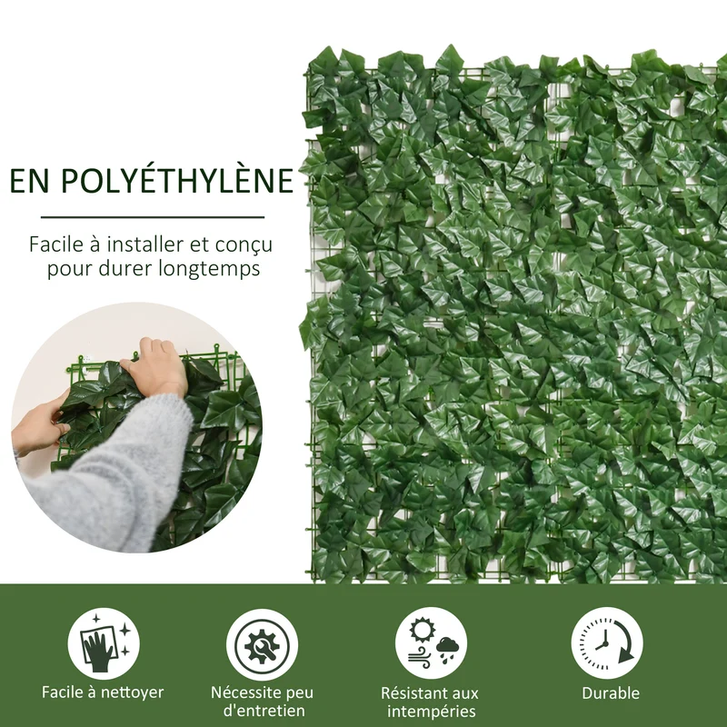 Lot de 2 haies brise vue 300 x 100 cm intimité pour jardin pose facile style contemporain en polyéthylène vert foncé 21_0004013