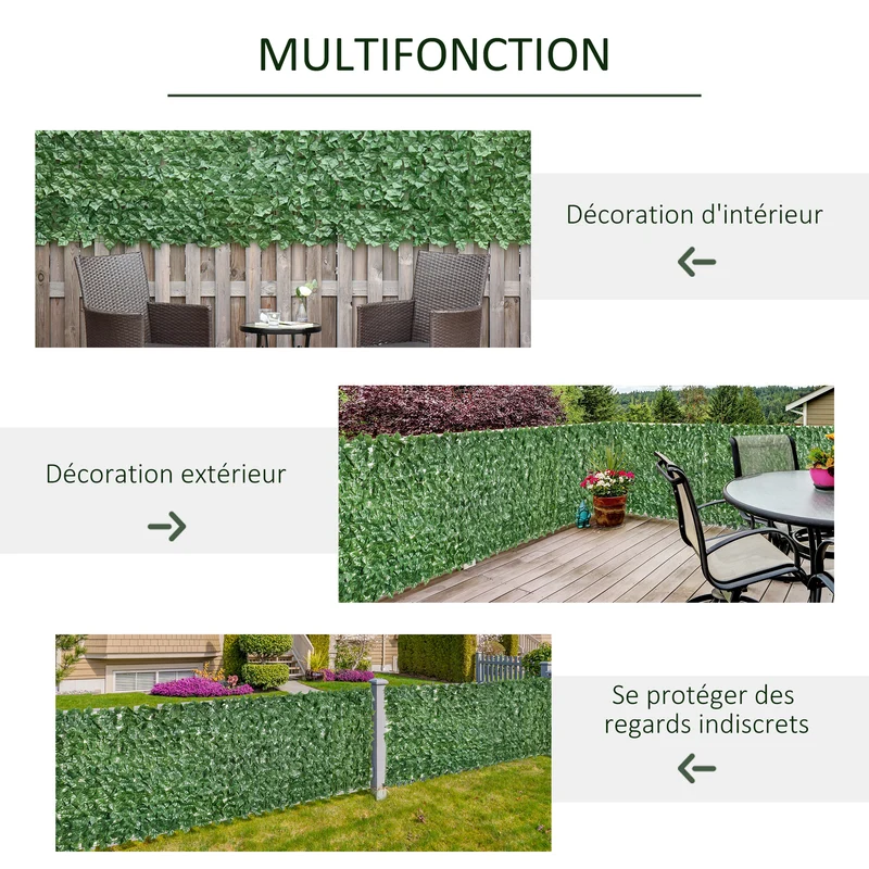 Lot de 2 haies brise vue 300 x 100 cm intimité pour jardin pose facile style contemporain en polyéthylène vert foncé 21_0004013