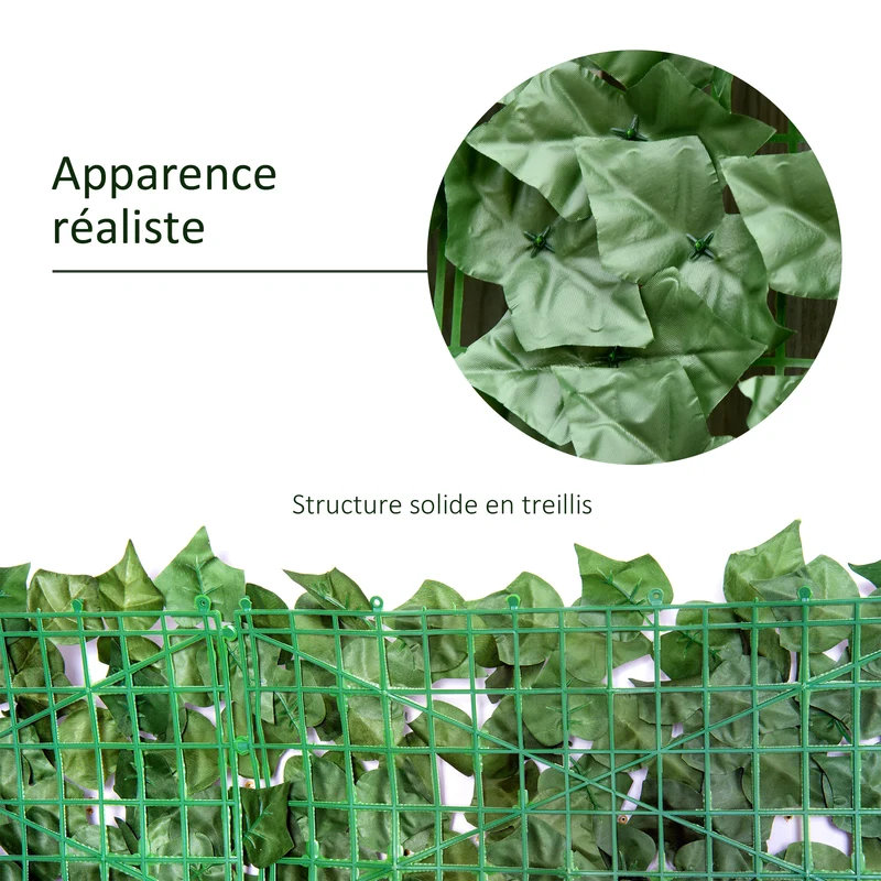 Lot de 2 haies brise vue 300 x 100 cm intimité pour jardin pose facile style contemporain en polyéthylène vert foncé 21_0004013