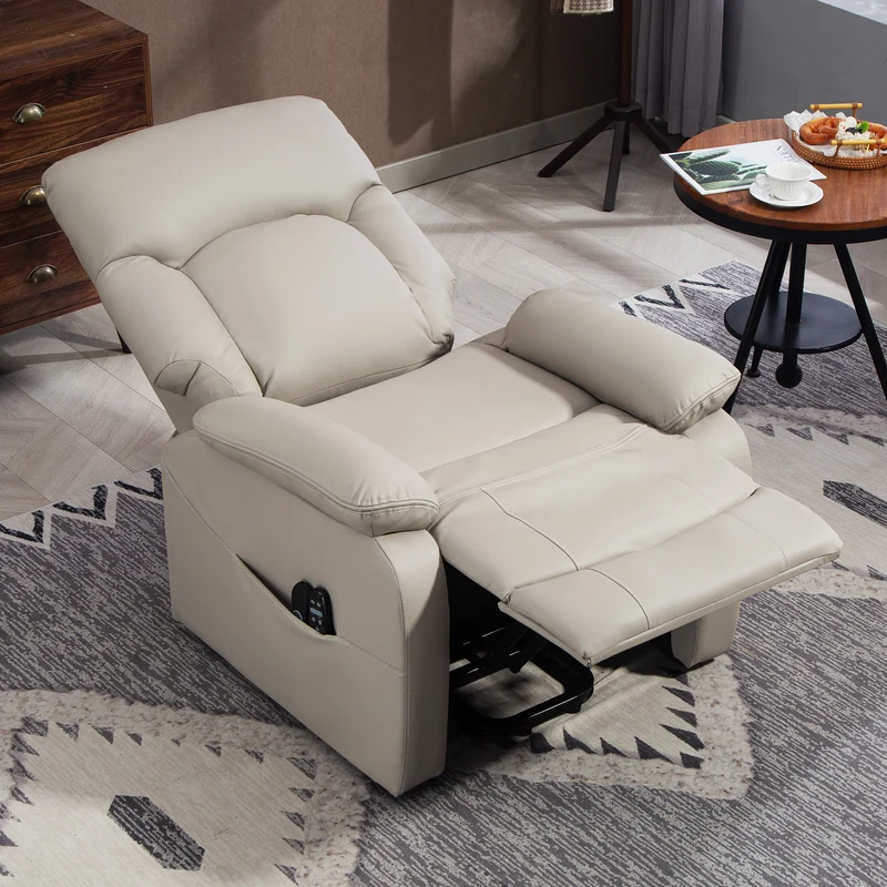 Fauteuil releveur électrique 89 x 94.5 x 103 cm assistance au lever confort moelleux design en polyuréthane gris clair 21_0000917