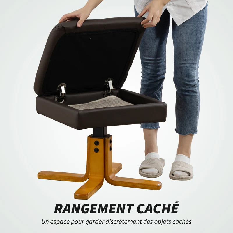 Fauteuil massant et repose-pieds 78 x 86 x 93 cm massage 6 points et coffre design contemporain en synthétique marron 21_0000829