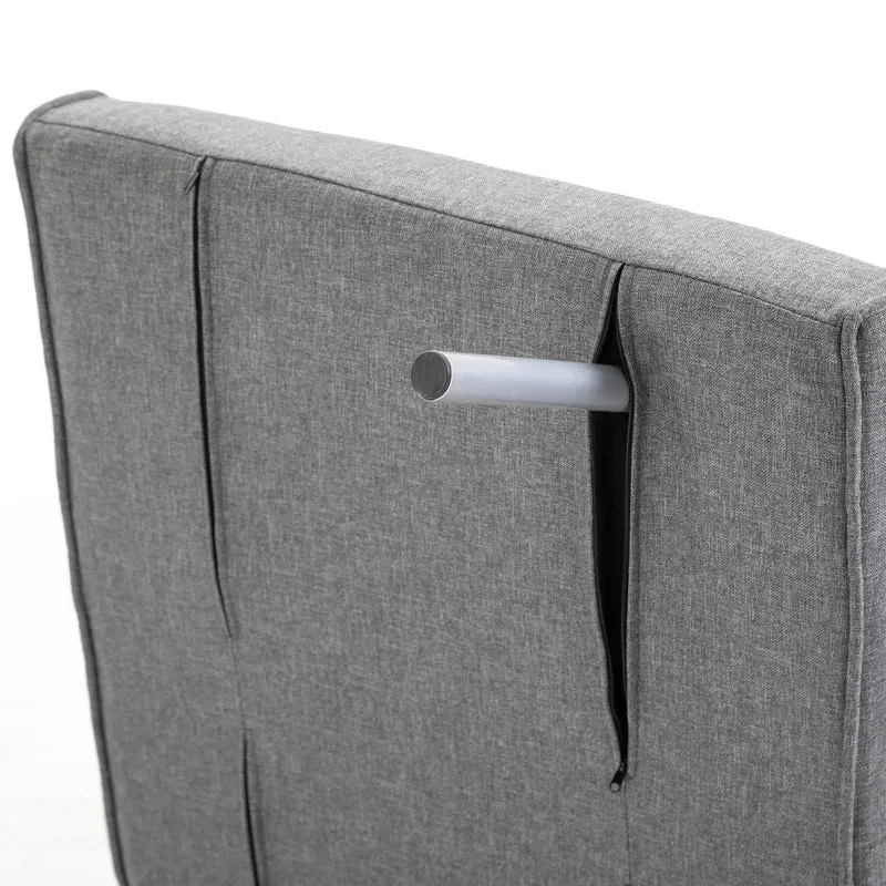 Fauteuil chauffeuse convertible 65 x 69 x 80 cm déhoussable lavable dossier réglable contemporain en lin gris clair 21_0001683