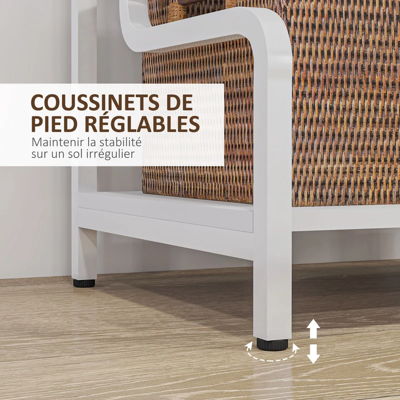Étagère de rangement 3 niveaux 55 x 40 x 77 cm gain de place robuste courbé style industriel contemporain en acier blanc 21_0002936