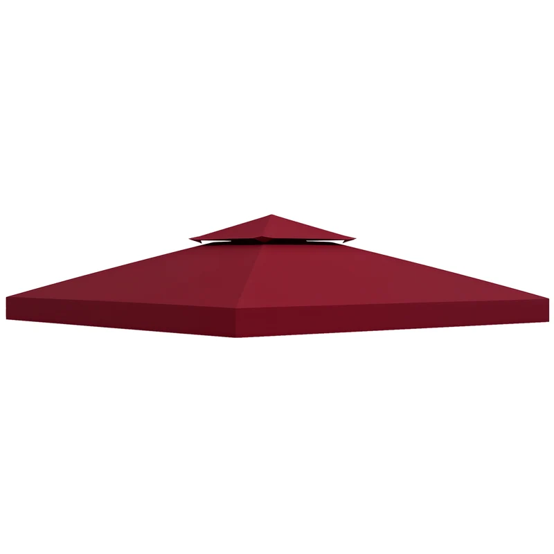 Toit de rechange pour pavillon 3 x 3 m imperméable style jardin contemporain festif pratique en polyester rouge vineux 21_0004738