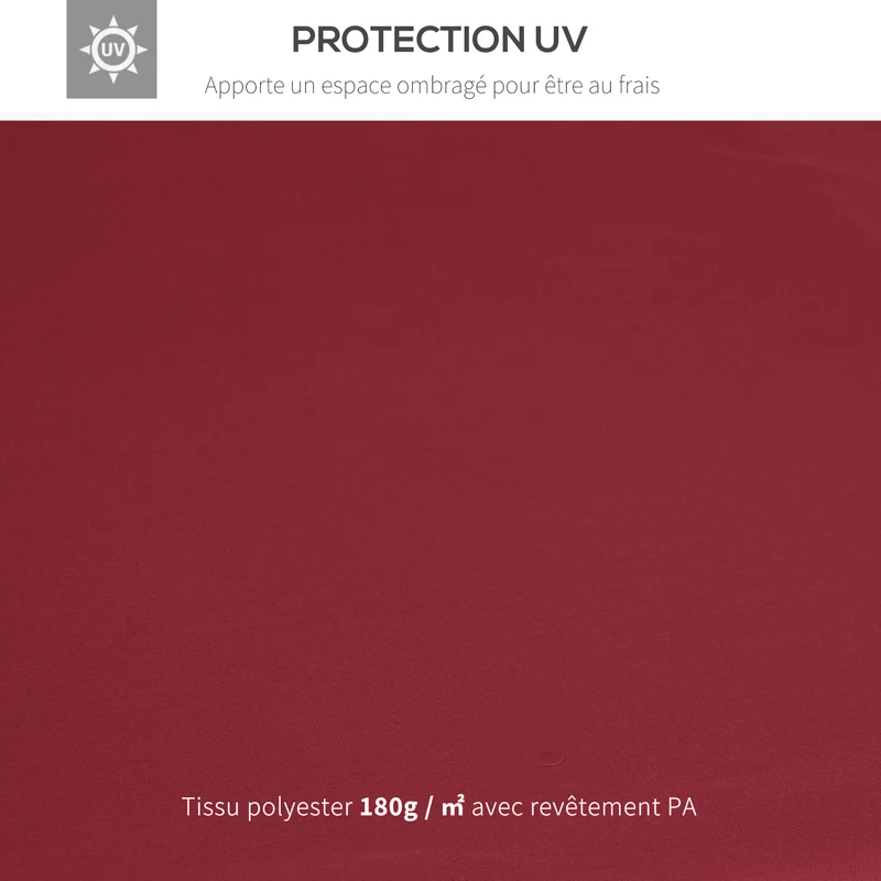 Toit de rechange pour pavillon 3 x 3 m imperméable style jardin contemporain festif pratique en polyester rouge vineux 21_0004738