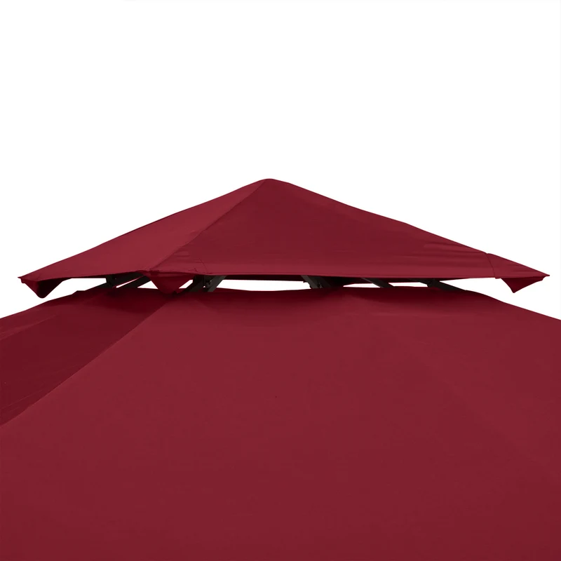 Toit de rechange pour pavillon 3 x 3 m imperméable style jardin contemporain festif pratique en polyester rouge vineux 21_0004738