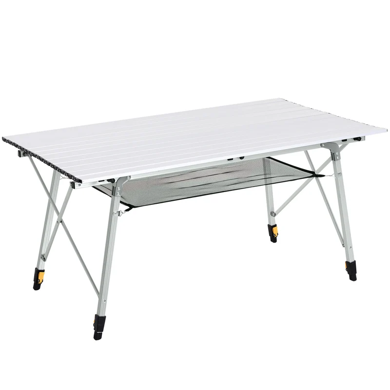 Table pliante camping 120 x 70 x 73 cm hauteur réglable pieds antidérapants extérieur contemporain en aluminium gris 21_0006450