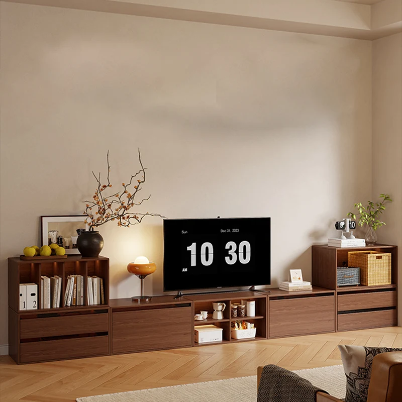 Traditional Vintage Plywood Rubber Wood Glass Rattan Rectangular Storage Cabinet 1-Tier For Living Room