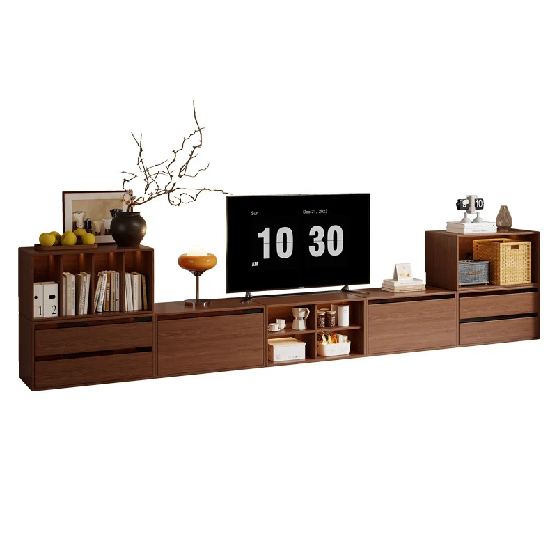 Traditional Vintage Plywood Rubber Wood Glass Rattan Rectangular Storage Cabinet 1-Tier For Living Room