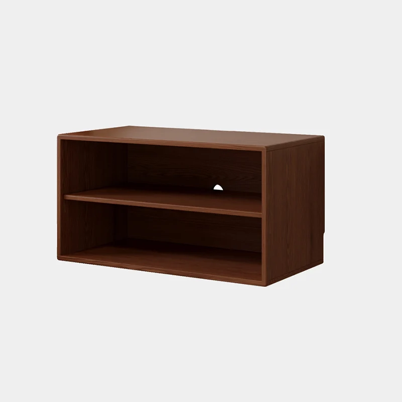 Traditional Vintage Plywood Rubber Wood Glass Rattan Rectangular Storage Cabinet 1-Tier For Living Room