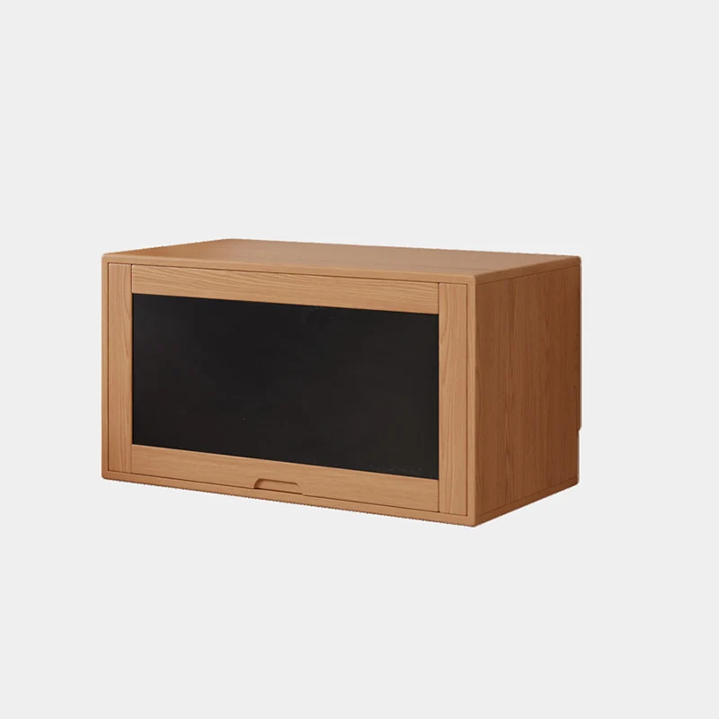 Traditional Vintage Plywood Rubber Wood Glass Rattan Rectangular Storage Cabinet 1-Tier For Living Room