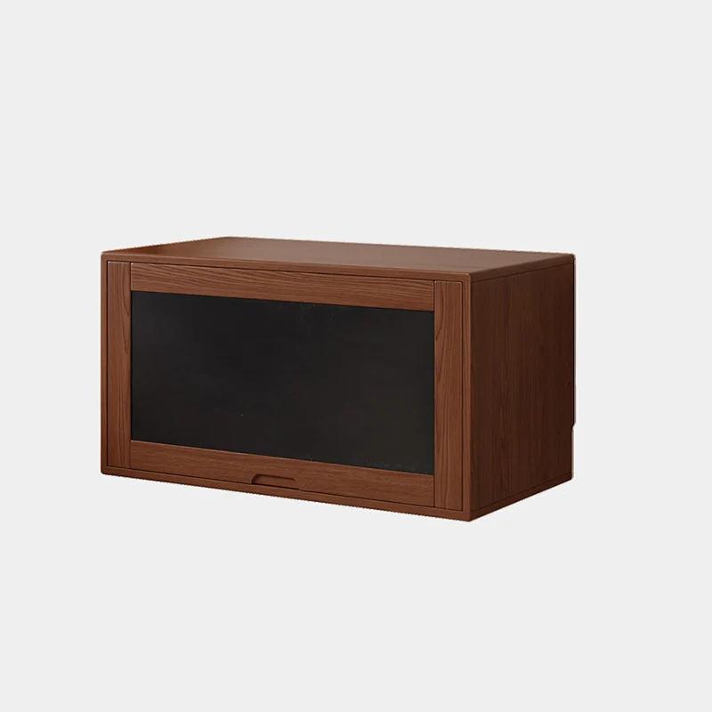 Traditional Vintage Plywood Rubber Wood Glass Rattan Rectangular Storage Cabinet 1-Tier For Living Room