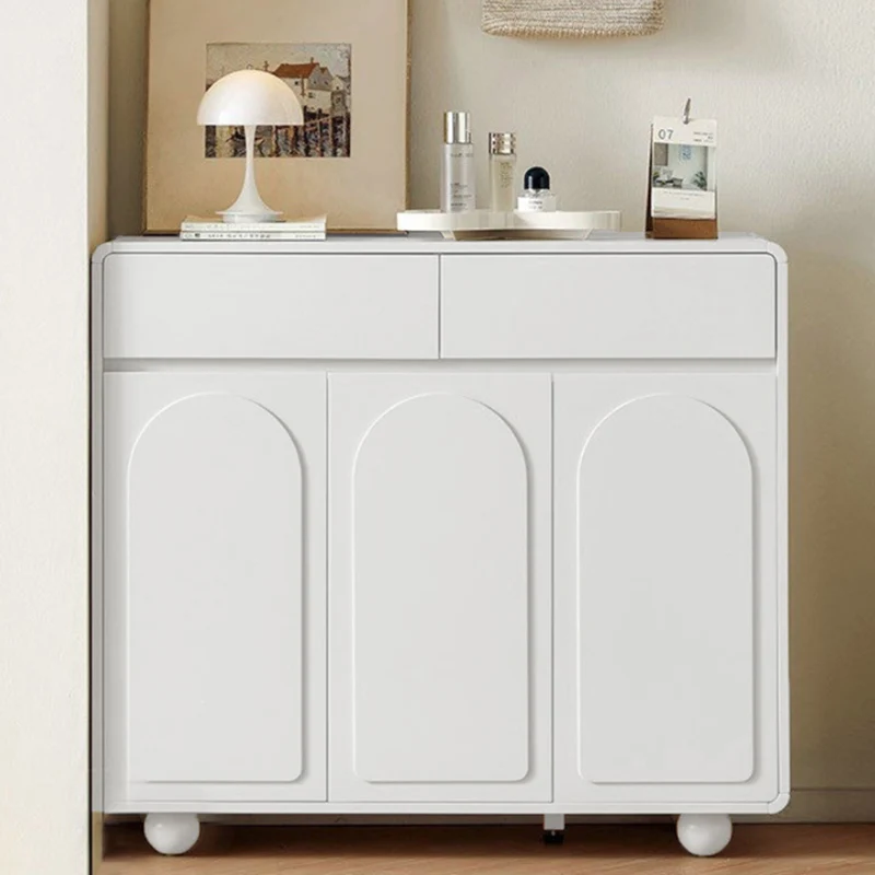 Contemporary Creative Eco-Friendly Engineered Wood MDF Metal Rectangular Shoe Storage Cabinet With 4-Tier Organizer For Entryway