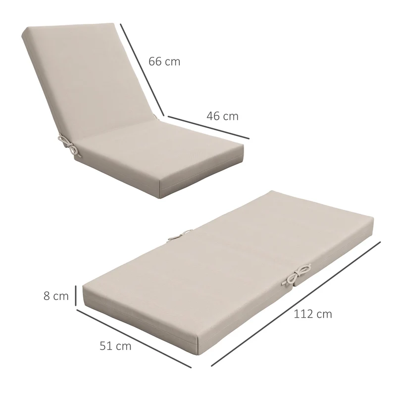 Lot de 2 coussins d'extérieur pour siège à dossier 112 x 51 x 8 cm attaches et rembourrés style épuré en polyester beige 21_0005192
