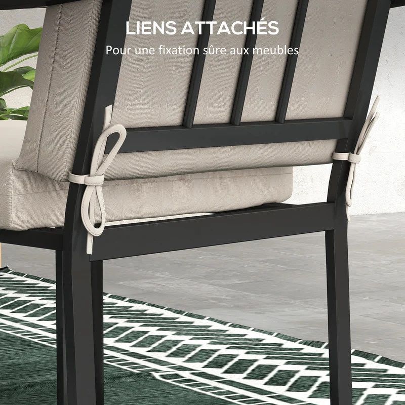 Lot de 2 coussins d'extérieur pour siège à dossier 112 x 51 x 8 cm attaches et rembourrés style épuré en polyester beige 21_0005192
