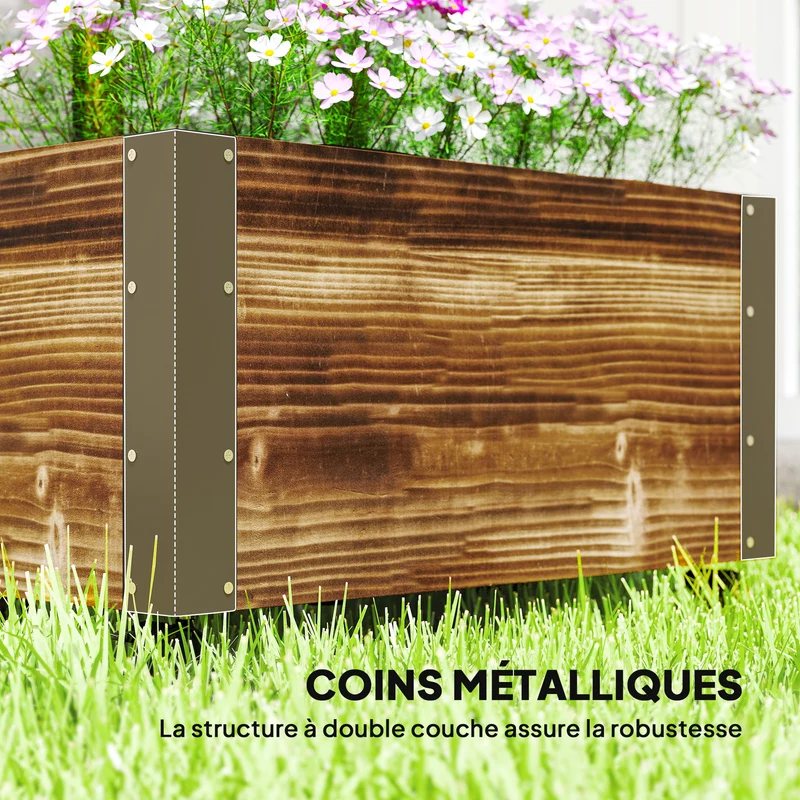 Jardinière sur pieds rectangulaire treillis 65 x 31 x 147 cm mobilité roulettes drainage style rustique en bois marron 21_0004292
