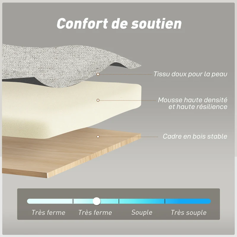 Canapé convertible 2 places 158 x 85 x 85 cm dossier 3 positions lit gigogne salon moderne cosy en tissu marron clair 21_0003604