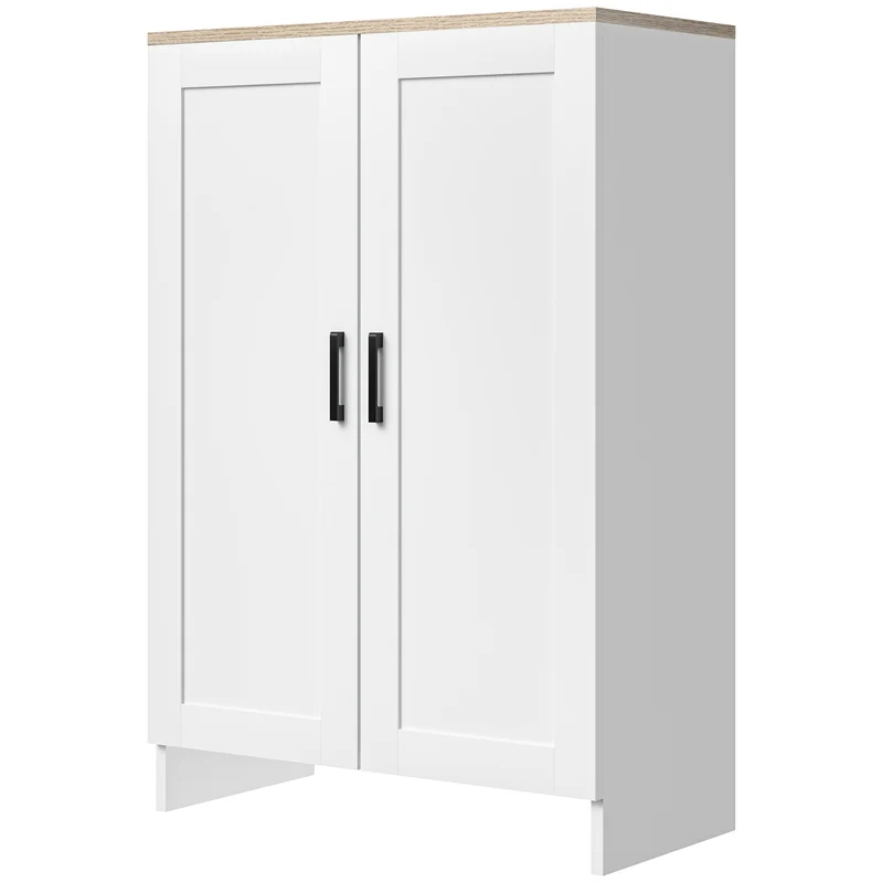 Buffet de cuisine 60 x 30 x 90 cm étagères réglables gain de place contemporain sécurisé en panneau de particules blanc 21_0002897