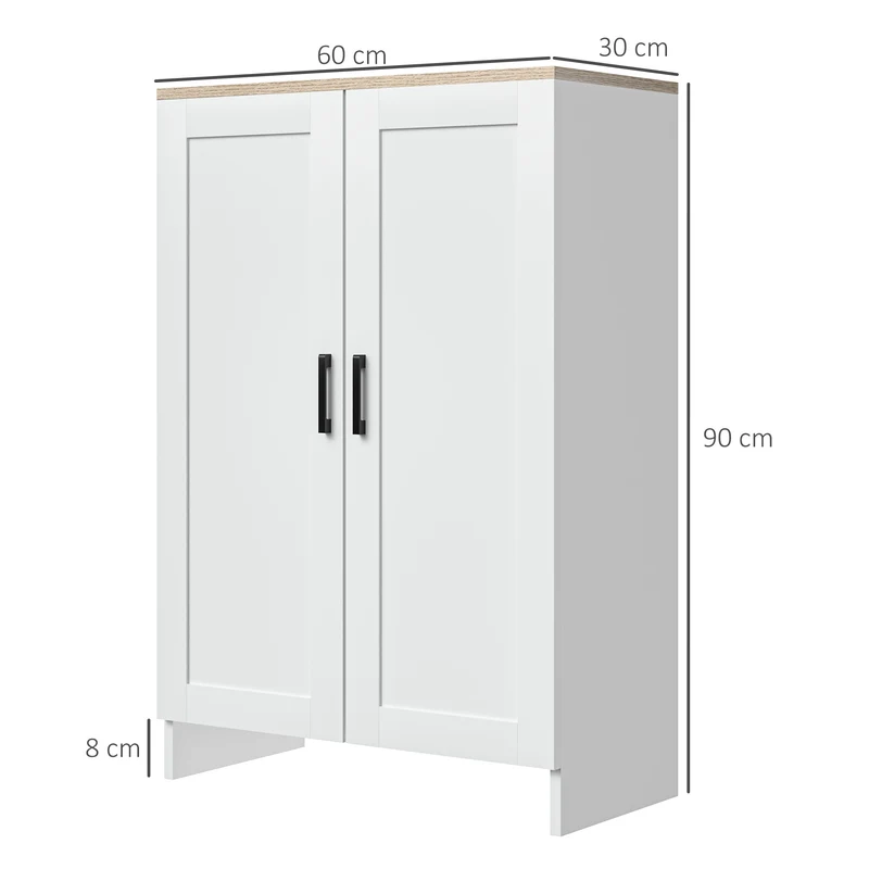 Buffet de cuisine 60 x 30 x 90 cm étagères réglables gain de place contemporain sécurisé en panneau de particules blanc 21_0002897