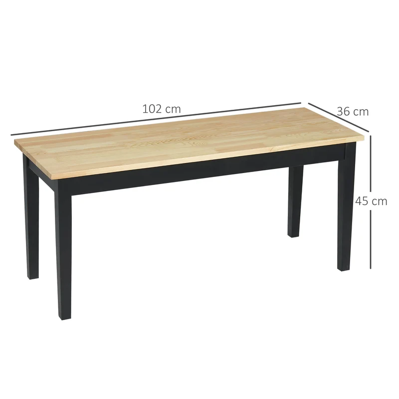 Banc en bois pour 2 personnes 102 x 36 x 45 cm assise protégée design épuré industriel entrée en bois de pin naturel 21_0002660