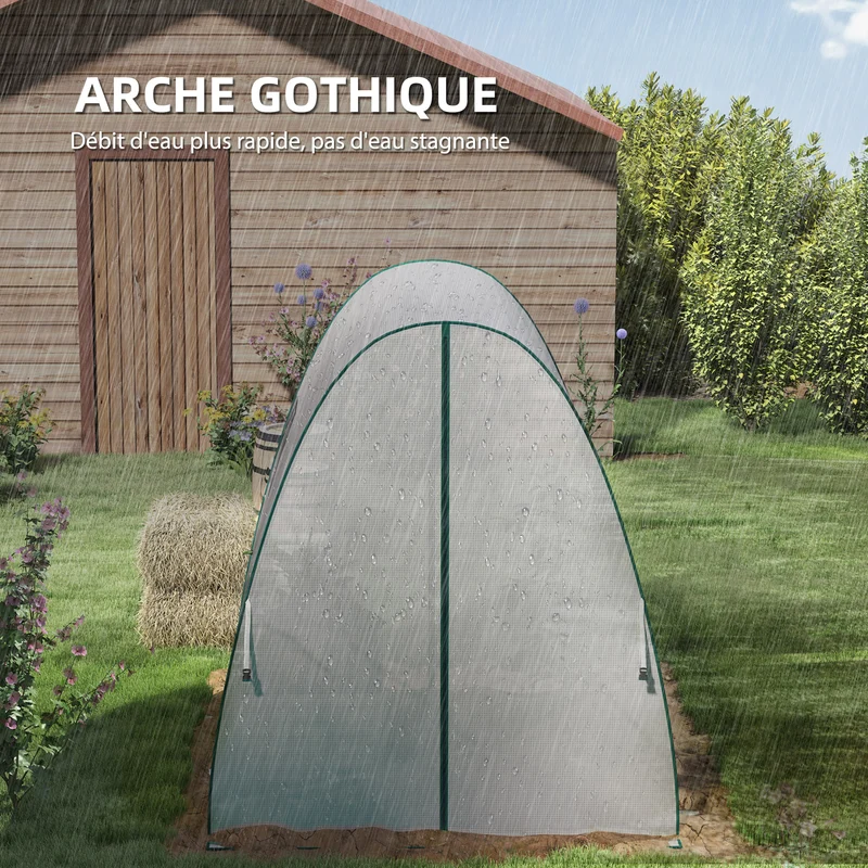 Serre tunnel jardin 180 x 180 x 200 cm ventilation et protection hivernale stabilité design contemporain en pe blanc 21_0005528