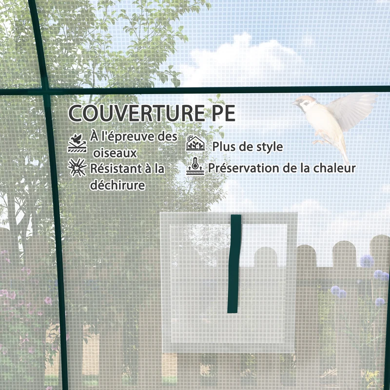 Serre tunnel jardin 180 x 180 x 200 cm ventilation et protection hivernale stabilité design contemporain en pe blanc 21_0005528